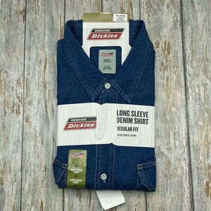 Big Mens Genuine Dickies Heavyweight Long Sleeve Denim Button Down Shirt Size 3X